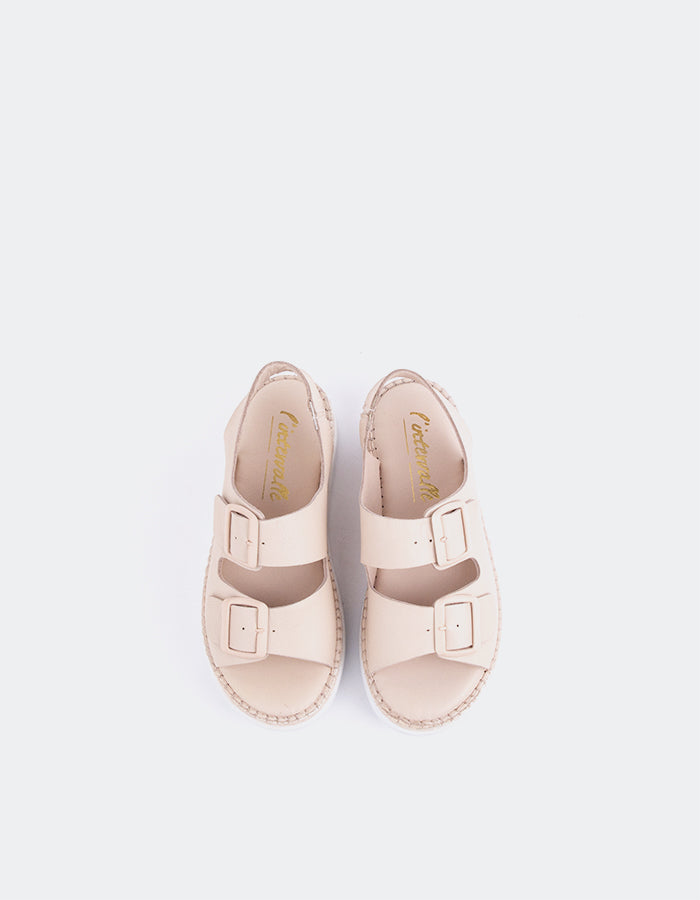 L'INTERVALLE Grafton Sandale Wedge Femme Escarpins à Bride Arrière Rose  Cuir (7067598028880)