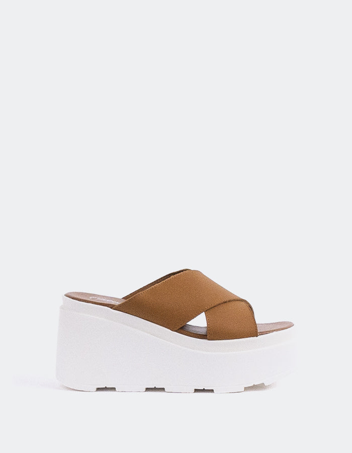 L'INTERVALLE Grateful Mule Plateforme Wedge Sandal Brun Cuir