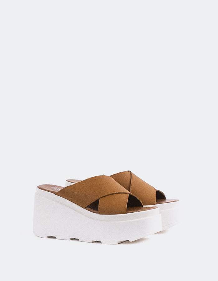 L'INTERVALLE Grateful Mule Plateforme Wedge Sandal Brun Cuir