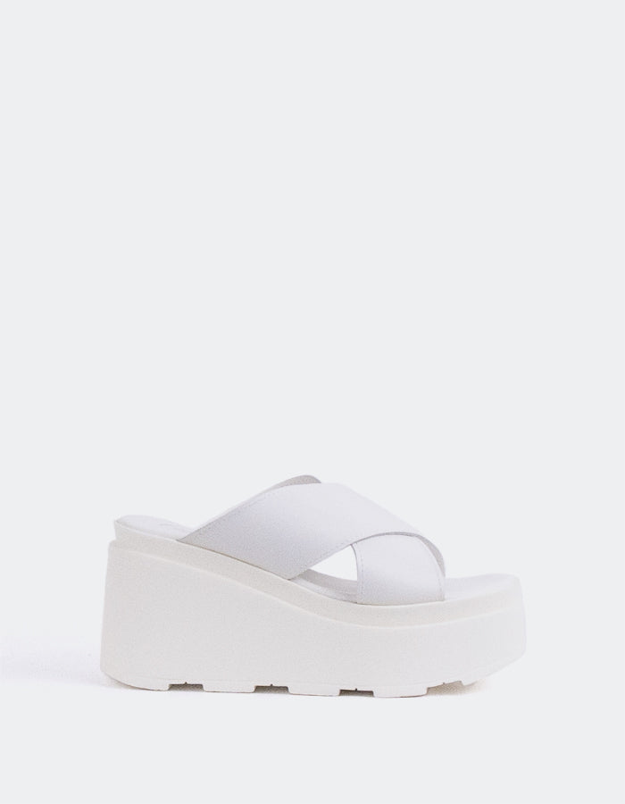 L'INTERVALLE Grateful Mule Plateforme Wedge Sandal White Leather (7081257074768)