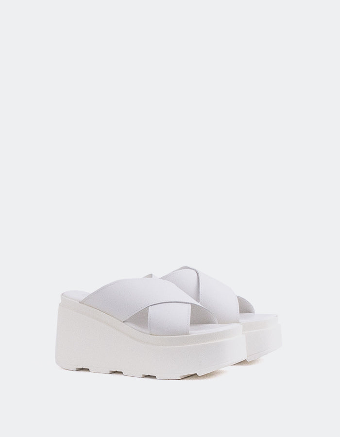 L'INTERVALLE Grateful Mule Plateforme Wedge Sandal White Leather (7081257074768)