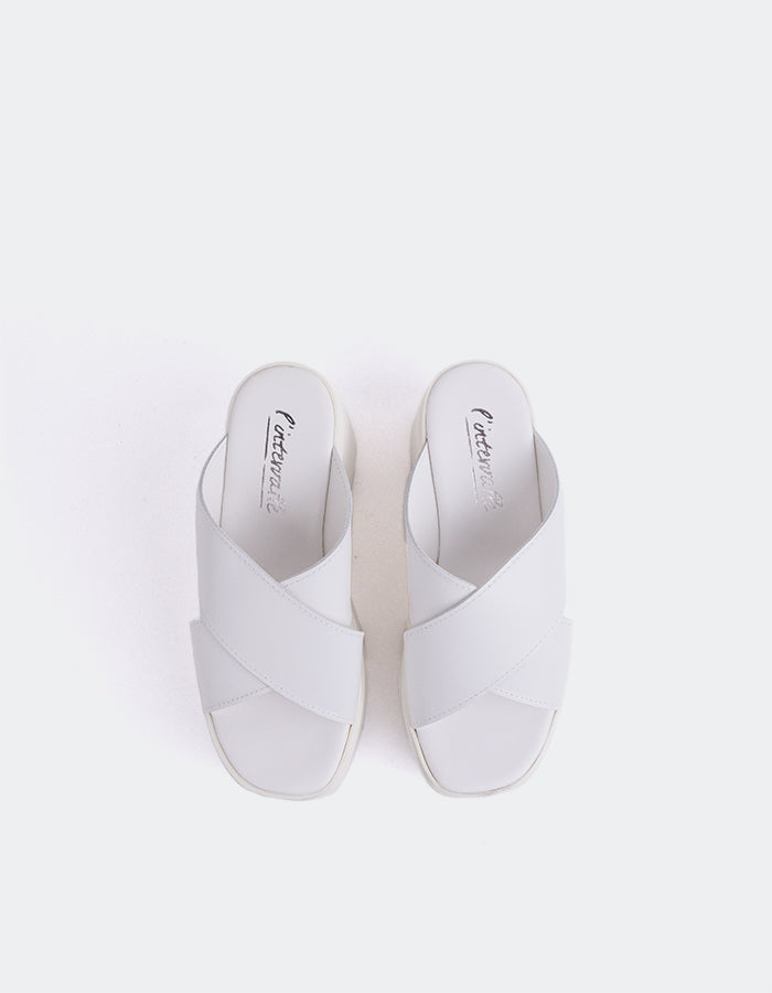 L'INTERVALLE Grateful Mule Plateforme Wedge Sandal White Leather (7081257074768)