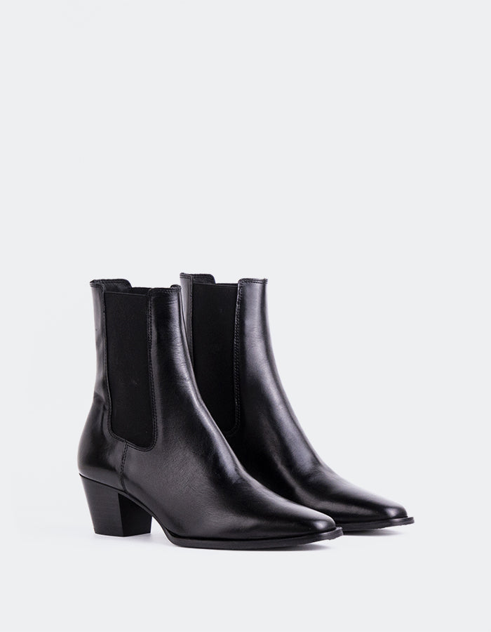 L'INTERVALLE Grazia Bottines Chelsea pour femmes Noir Cuir