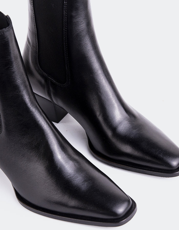 L'INTERVALLE Grazia Bottines Chelsea pour femmes Noir Cuir