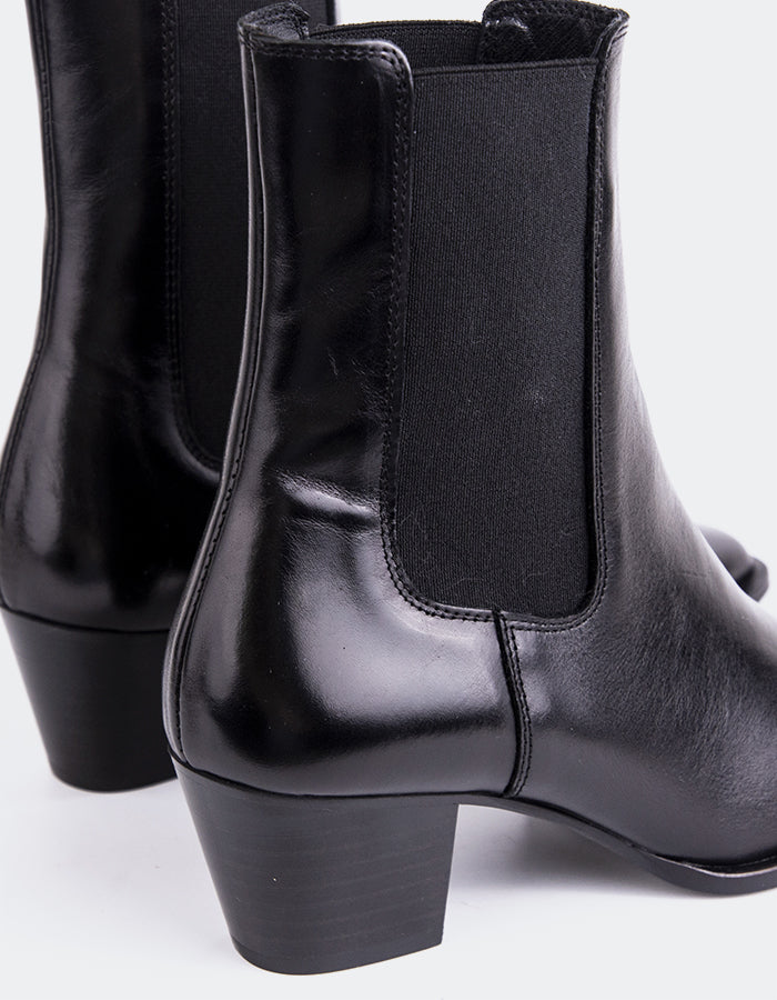 L'INTERVALLE Grazia Bottines Chelsea pour femmes Noir Cuir