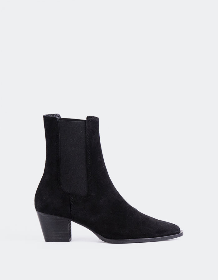 L'INTERVALLE Grazia Bottines Chelsea pour femmes Noir Suède