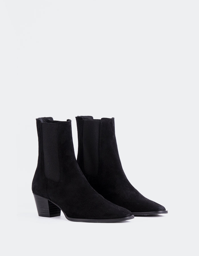 L'INTERVALLE Grazia Bottines Chelsea pour femmes Noir Suède