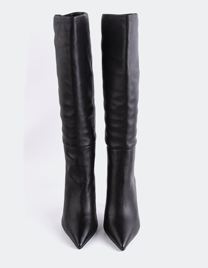 L'INTERVALLE Grimani Women's High-Heel Tall Boots Black Leather