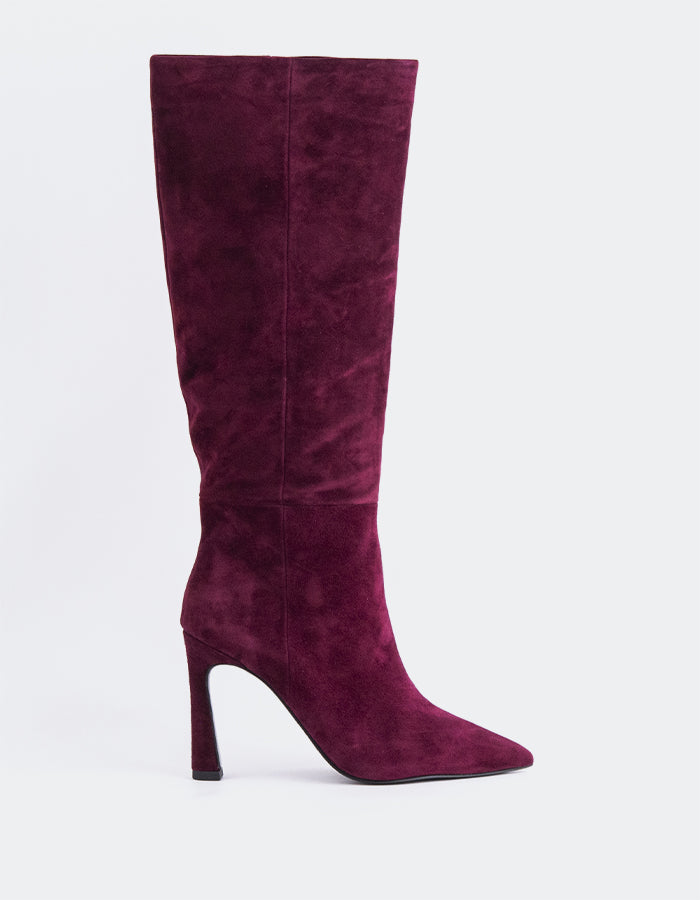 L'INTERVALLE Grimani Women's High-Heel Tall Boots Burgundy Suede