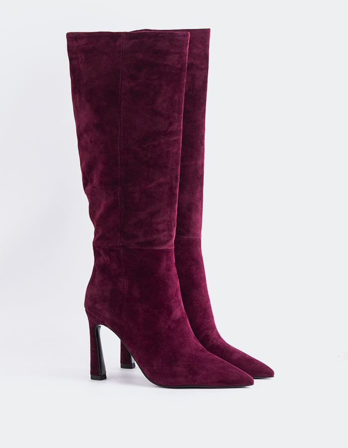 L'INTERVALLE Grimani Women's High-Heel Tall Boots Burgundy Suede