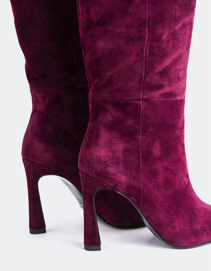 L'INTERVALLE Grimani Women's High-Heel Tall Boots Burgundy Suede