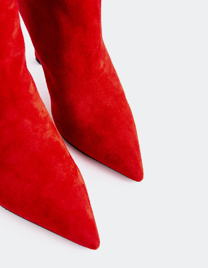 L'INTERVALLE Bottes hautes à talons hauts pour femmes Grimani Rouge Suède