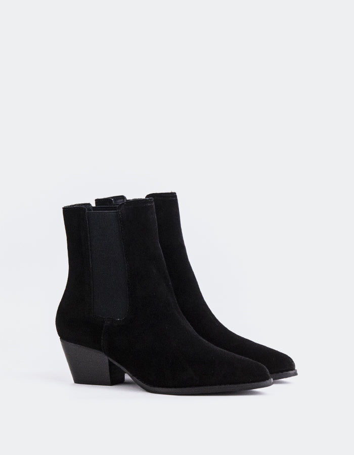 L'INTERVALLE Grimsby Bottines Chelsea pour femme Noir Suède