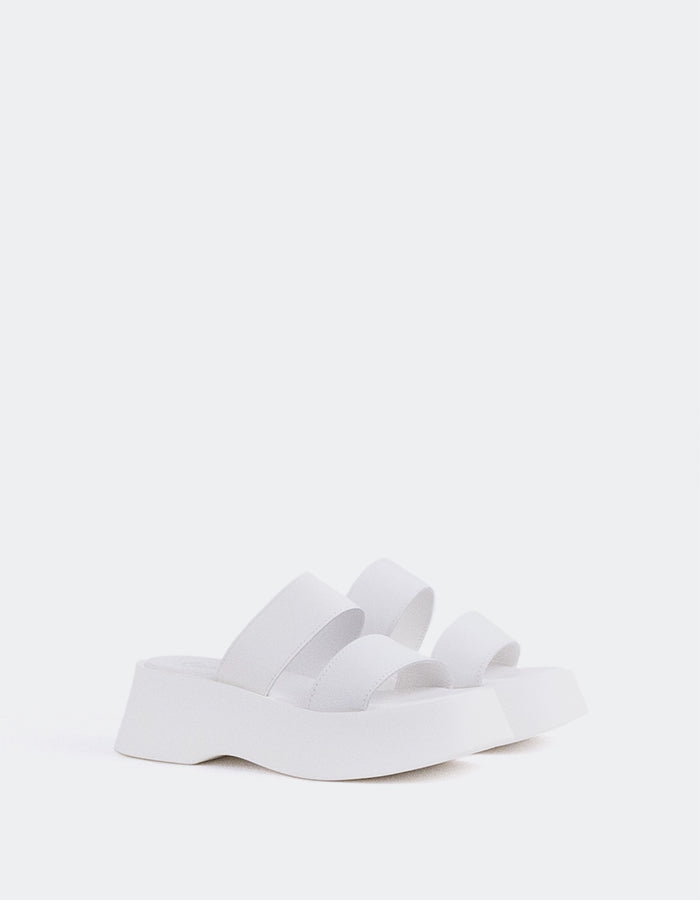 L'INTERVALLE Happy Mule Plateforme Wedge Sandal White Leather (7081265496144)