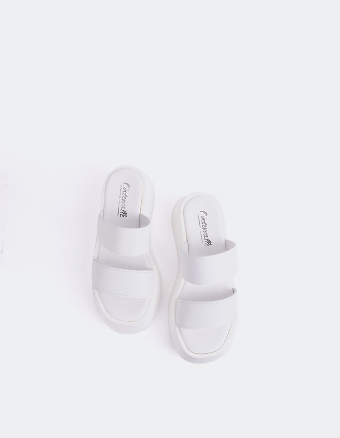 L'INTERVALLE Happy Mule Plateforme Wedge Sandal White Leather (7081265496144)