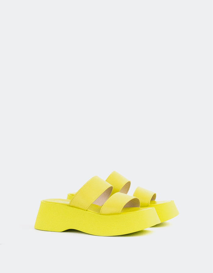 L'INTERVALLE Happy Women's Mule Platform Wedge Sandal Yellow Leather (7081266118736)