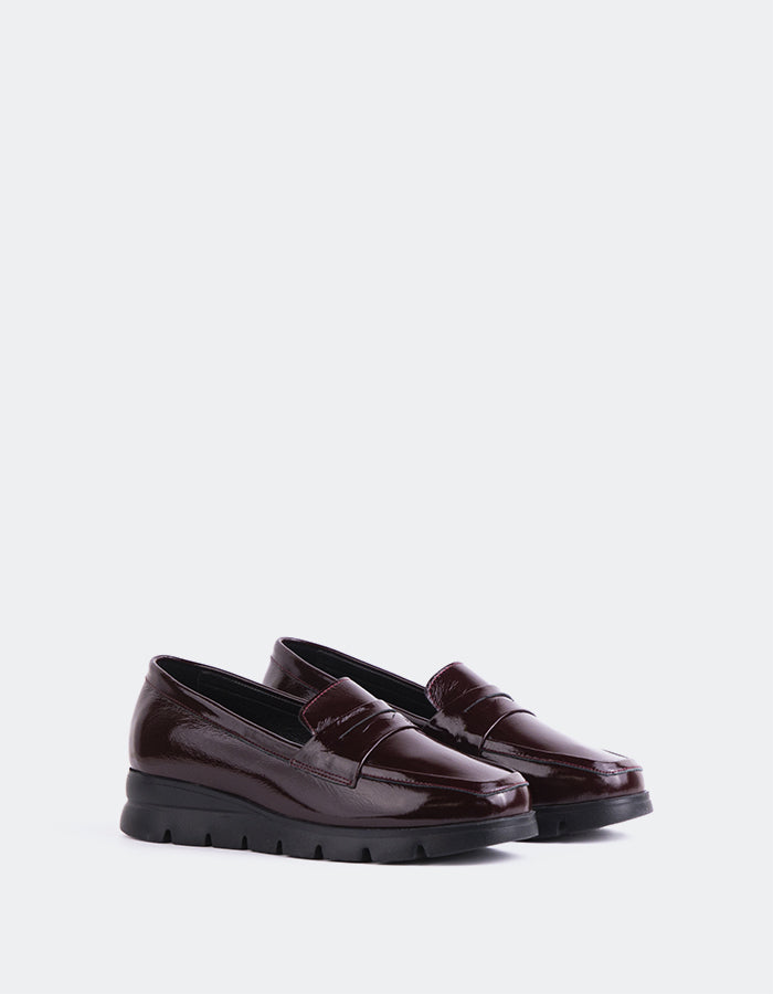 L'INTERVALLE Harmani Women's Penny Loafers Burgundy Patent