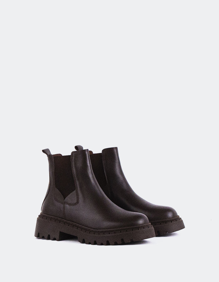 L'INTERVALLE Hayes Bottes Chelsea d'hiver pour femmes en cuir Brun (7147072618576)