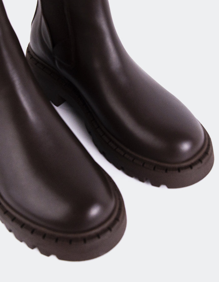 L'INTERVALLE Hayes Bottes Chelsea d'hiver pour femmes en cuir Brun (7147072618576)