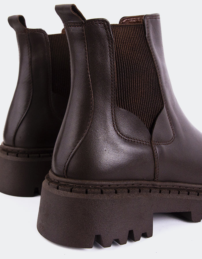 L'INTERVALLE Hayes Bottes Chelsea d'hiver pour femmes en cuir Brun (7147072618576)