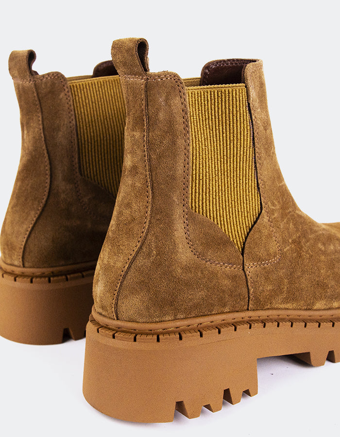 L'INTERVALLE Hayes Femmes Hiver Chelsea Bottines Ocre Suède (7147072487504)