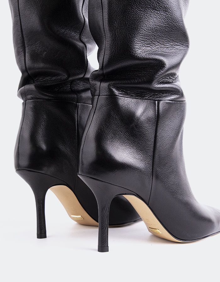 L'INTERVALLE Hazley Bottes à talons hauts pour femmes en cuir Noir