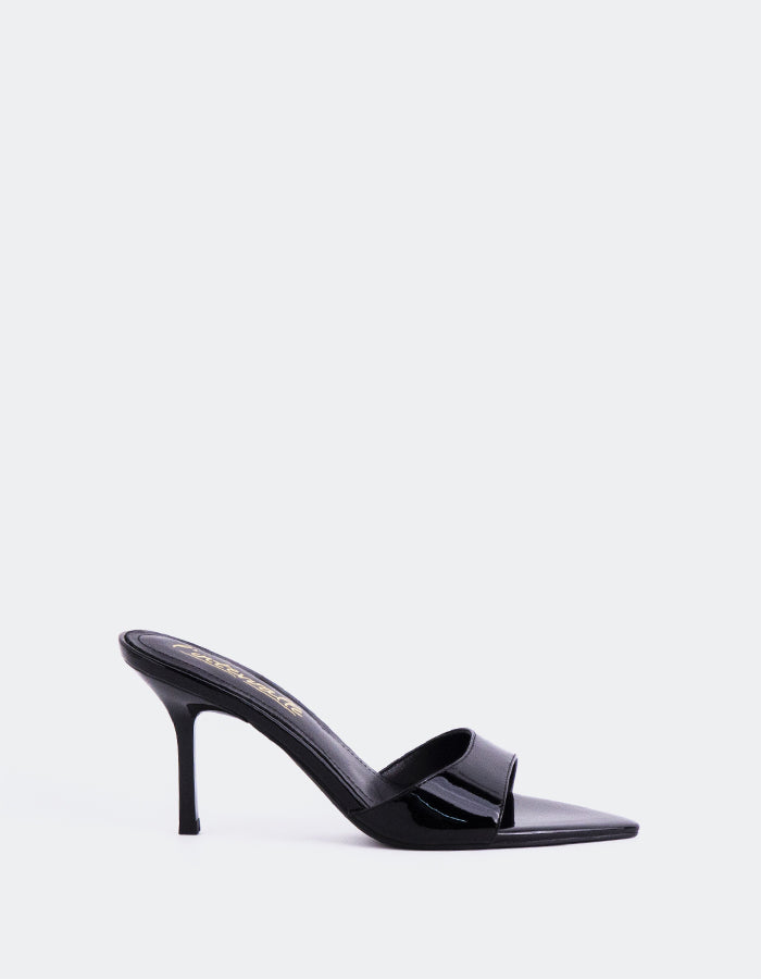 L'INTERVALLE Hedel Femmes Mule Sandales Noir Verni
