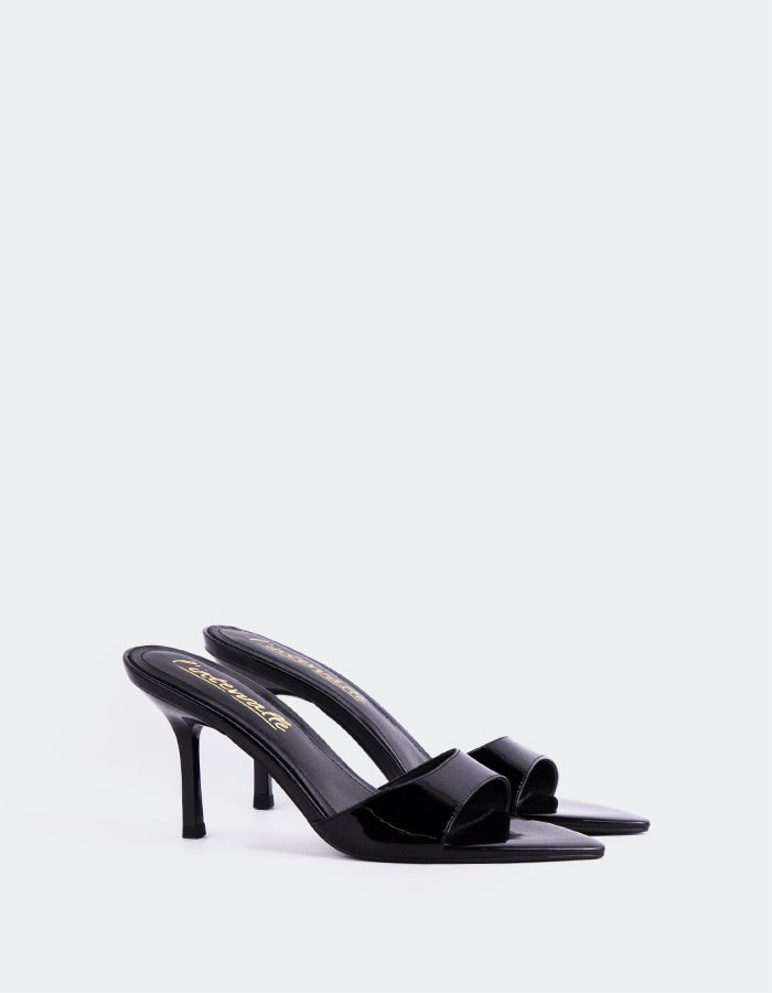 L'INTERVALLE Hedel Femmes Mule Sandales Noir Verni