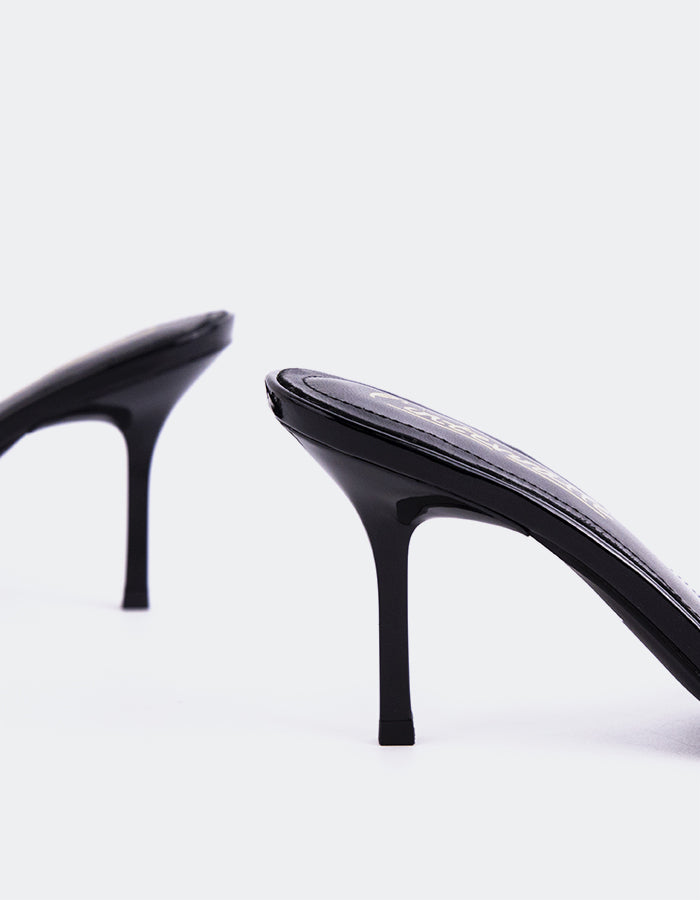 L'INTERVALLE Hedel Femmes Mule Sandales Noir Verni