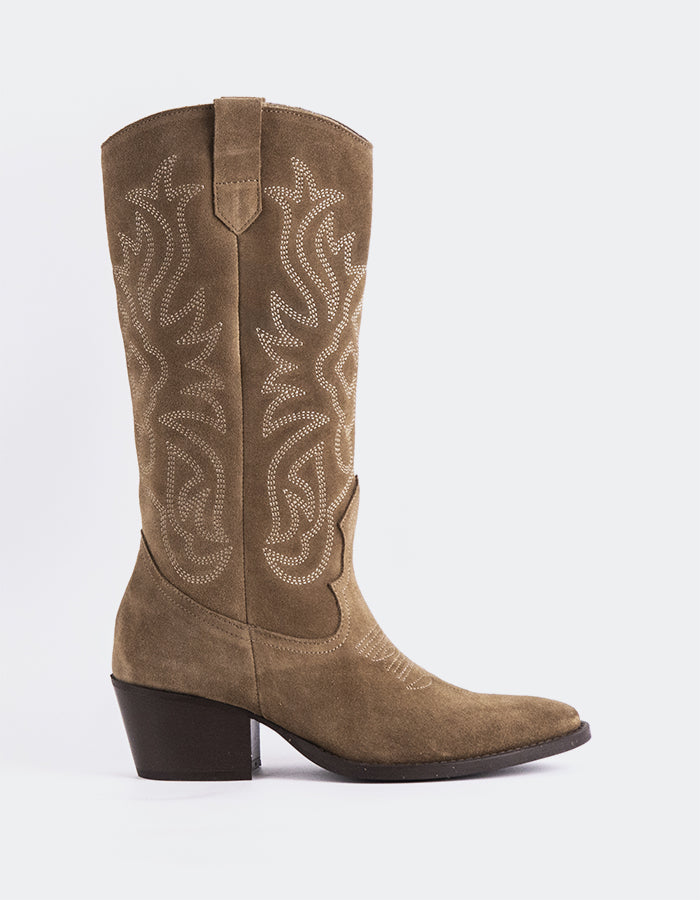 L'INTERVALLE Heimdall Women's Western Tall Boots Taupe Suede