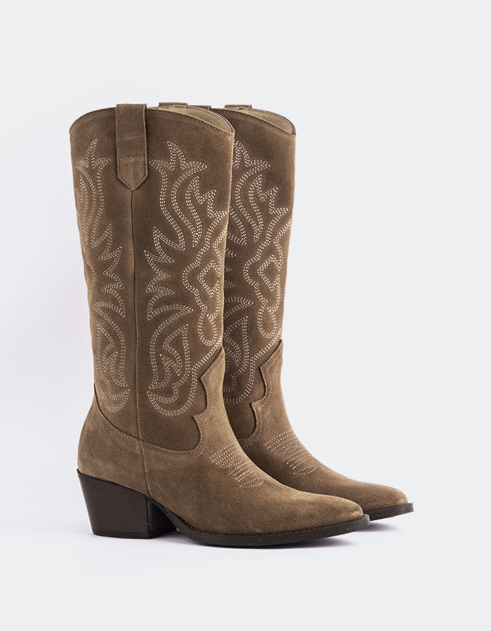 L'INTERVALLE Heimdall Women's Western Tall Boots Taupe Suede