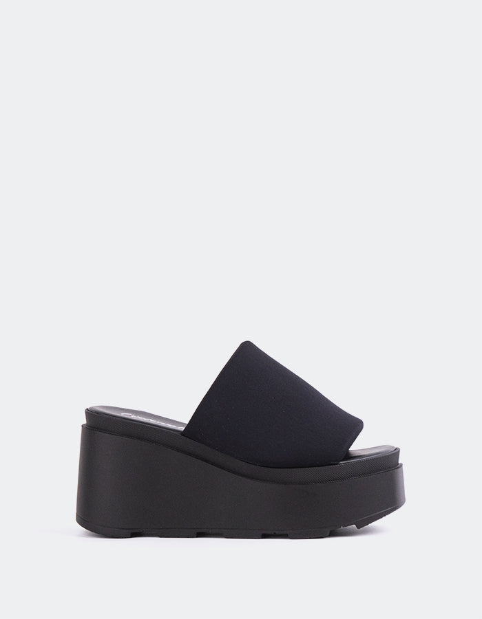 L'INTERVALLE Hopeful Mule pour femmes Plateforme Wedge Sandal Noir Lycra