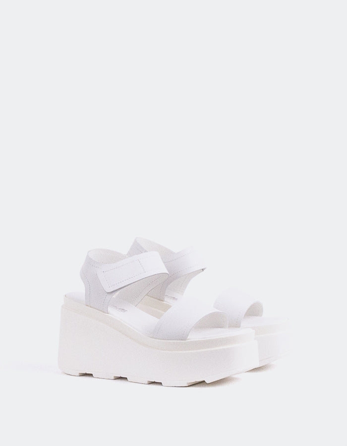 L'INTERVALLE Ideal Women's Platform Wedge Sandal White Leather