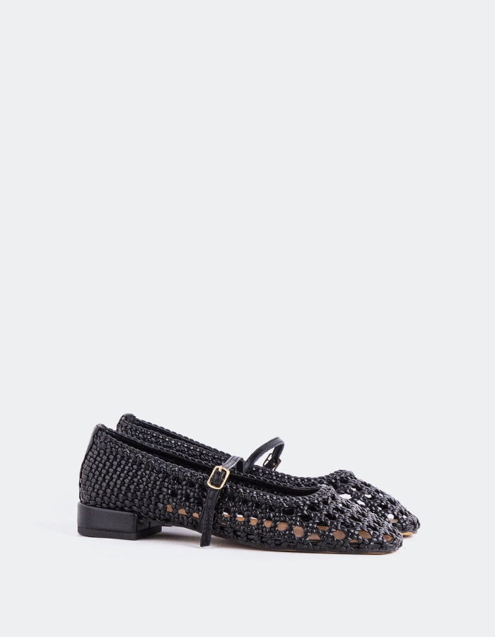 L'INTERVALLE Izaro Femmes Mary Jane Chaussures plates Noir Woven
