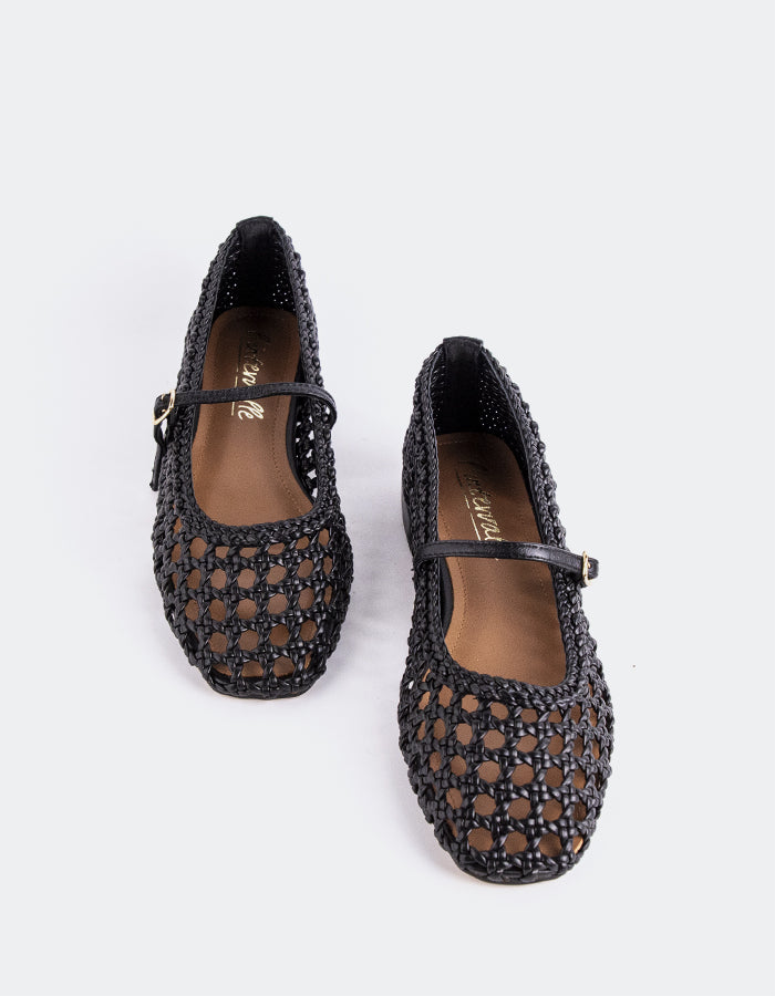 L'INTERVALLE Izaro Femmes Mary Jane Chaussures plates Noir Woven