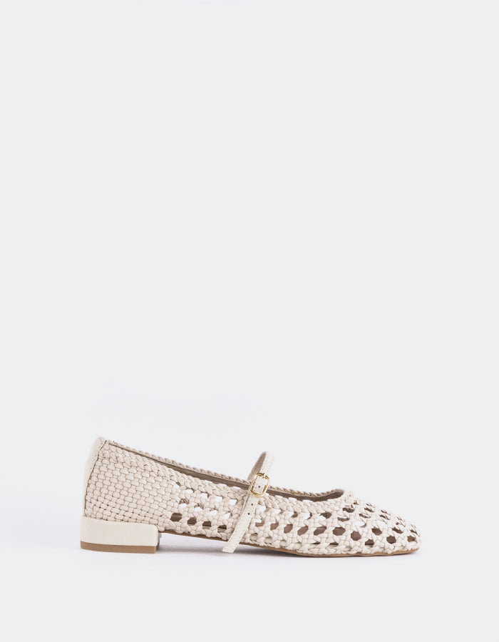 L'INTERVALLE Izaro Femmes Mary Jane Chaussures plates Blanc Cassé Woven