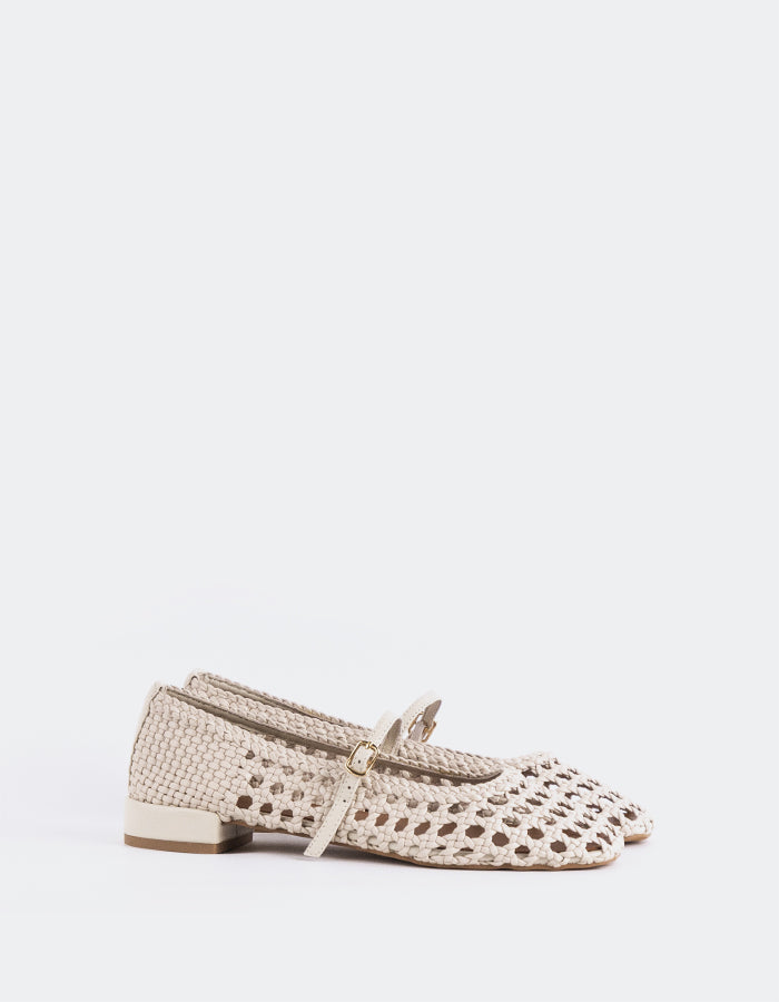 L'INTERVALLE Izaro Femmes Mary Jane Chaussures plates Blanc Cassé Woven