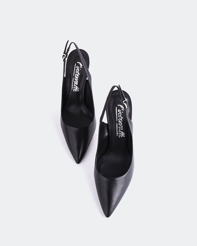 L'INTERVALLE Janeiro Chaussures pour femmes Escarpins à Bride Arrière Noir  Cuir