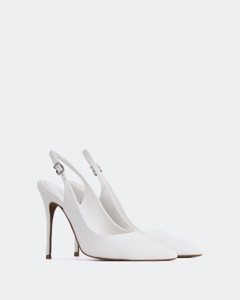 L'INTERVALLE Janeiro Chaussures pour femmes Escarpins à Bride Arrière Cuir blanc