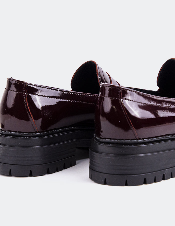L'INTERVALLE Jayvie Women's Penny Loafers Burgundy Patent