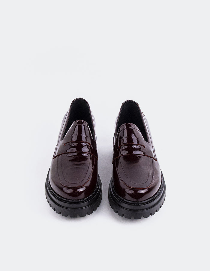 L'INTERVALLE Jayvie Women's Penny Loafers Burgundy Patent