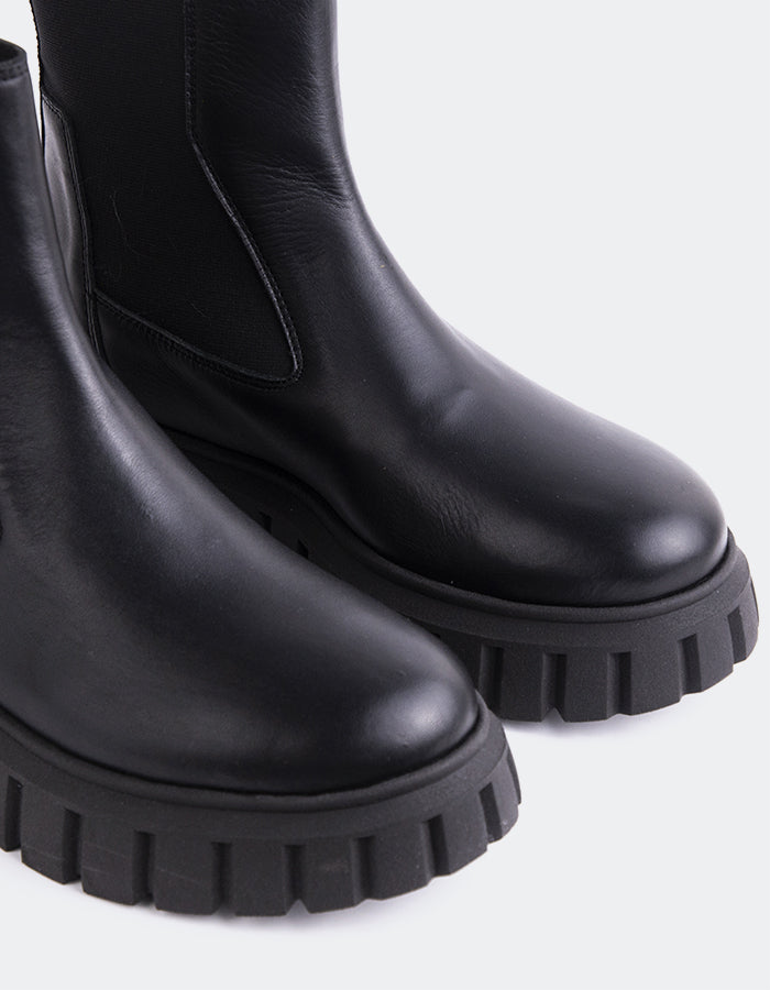 L'INTERVALLE Jordy Bottes chelsea pour femmes Noir Cuir