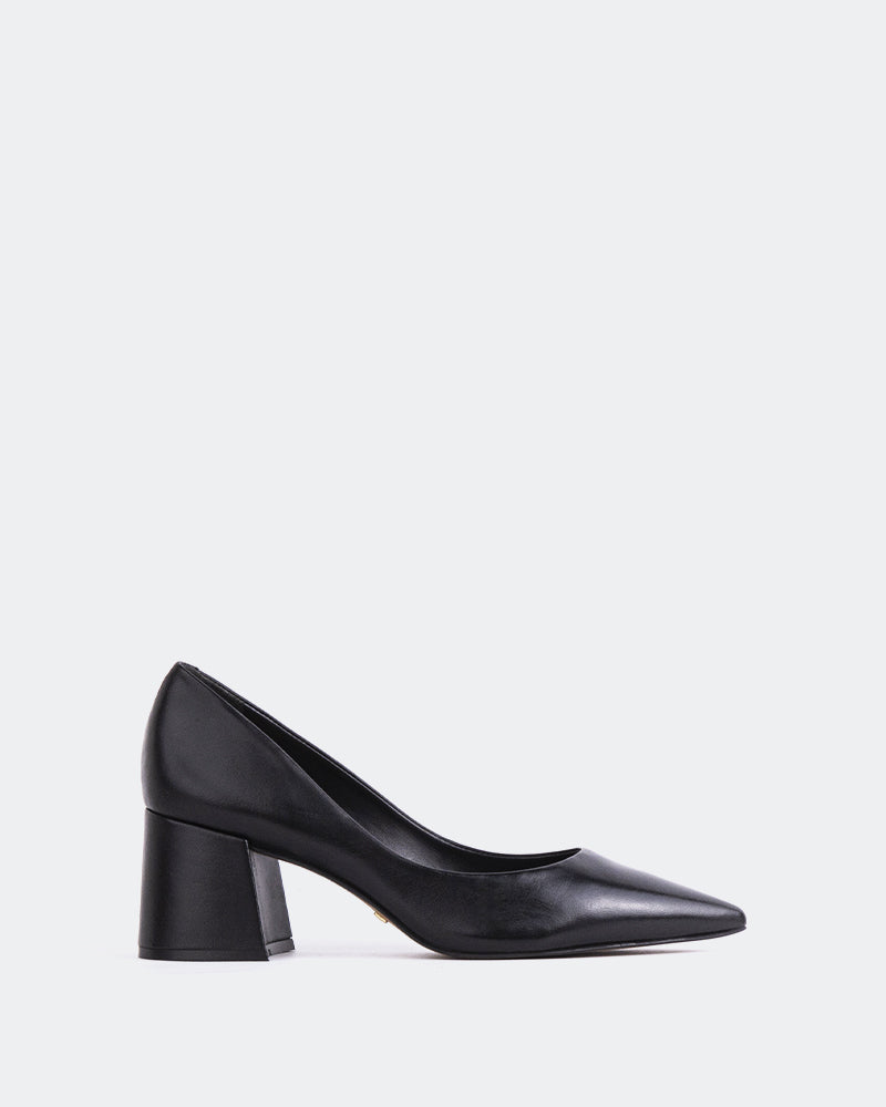 L'INTERVALLE Josephine Women's Shoe Mid Heel Pumps Black Leather