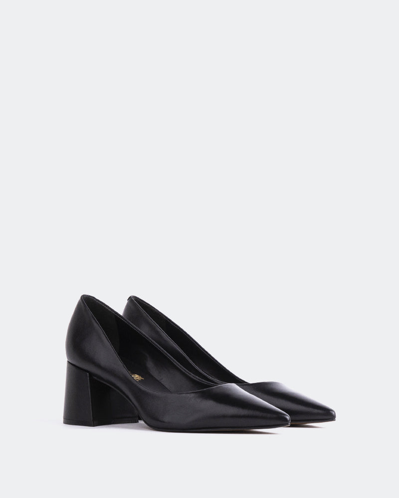 L'INTERVALLE Josephine Women's Shoe Mid Heel Pumps Black Leather