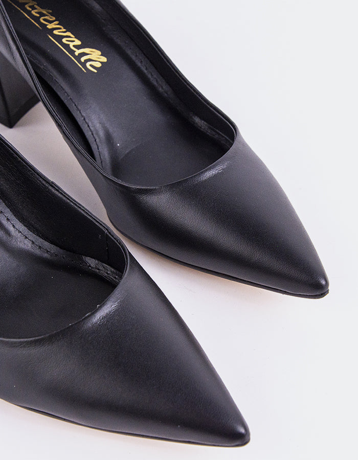 L'INTERVALLE Josephine Women's Shoe Mid Heel Pumps Black Leather