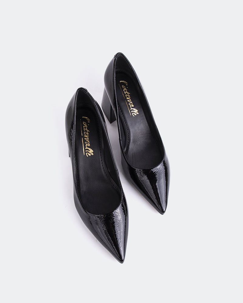 L'INTERVALLE Josephine Women's Shoe Mid Heel Pumps Black Naplack