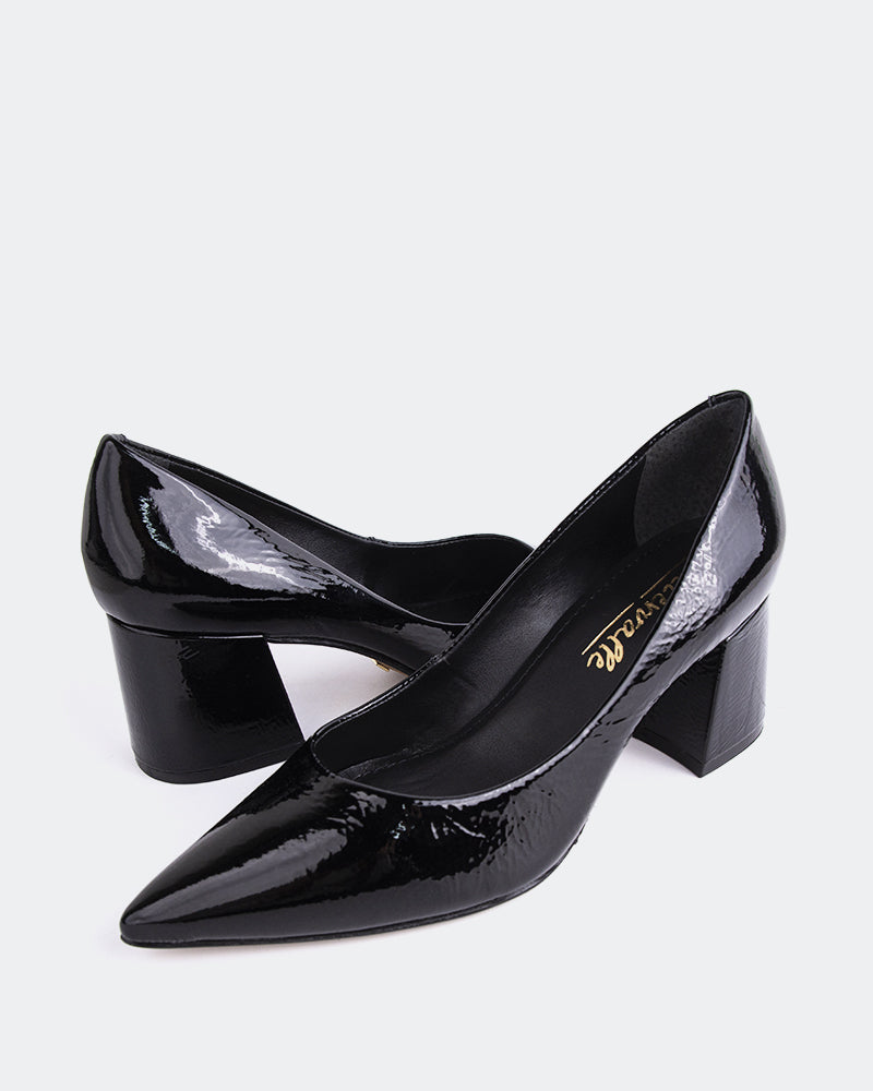 L'INTERVALLE Josephine Women's Shoe Mid Heel Pumps Black Naplack