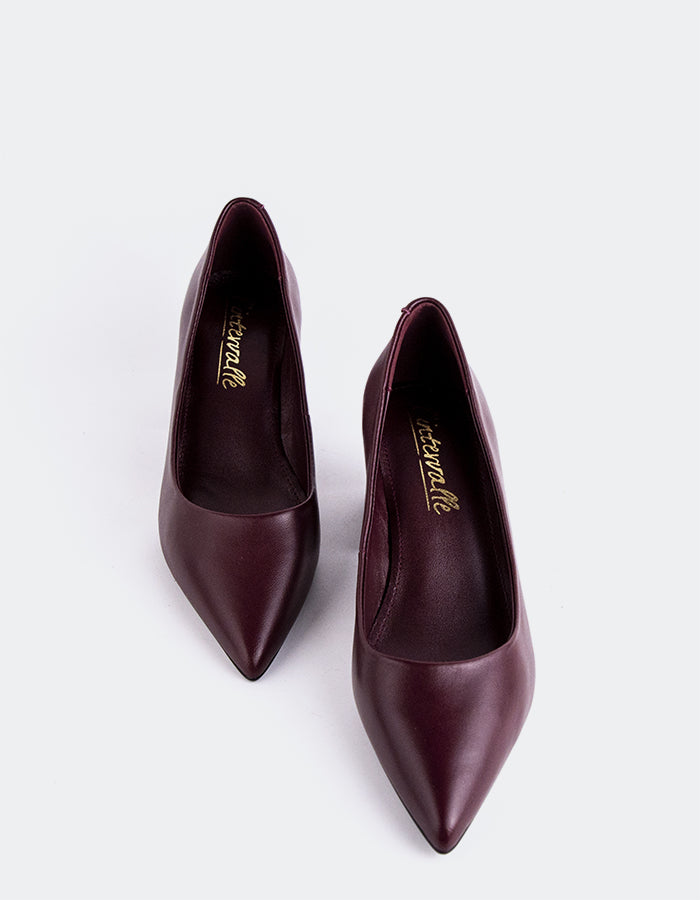 L'INTERVALLE Josephine Women's Shoe Mid Heel Pumps Burgundy Leather