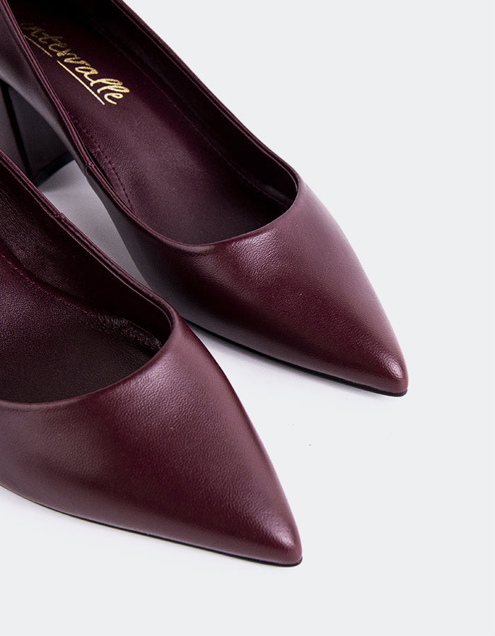 L'INTERVALLE Josephine Women's Shoe Mid Heel Pumps Burgundy Leather