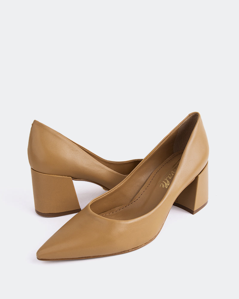 L'INTERVALLE Josephine Women's Shoe Mid Heel Pumps Camel Leather